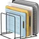 Kitchen Organizer Rack - 4-Slot Heavy-Duty Holder for Cutting Boards,Cookware Rust-Resistant, Space-Saving Design with Non-Slip Feet for Countertop and Cabinet Storage (1 Pack)