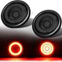 2pcs Smoked Lens 4“ inch Round Halo Red 32 LEDs Trailer Trucks Brake Stop Running Turn Signal Tail Lights w/Rubber Grommet Sealed Waterproof IP67, DC 12V(Smoked Lens_Red Light)