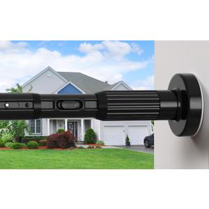 QINGYUN Extra Long No-Drill Tension Curtain Rod 39-144 Inches (4-12Ft), Heavy Duty Adjustable Rod for Outdoor Patio Curtains, Large Windows, Room Divider & Bathroom, Black