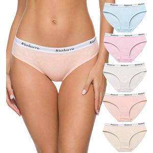 Wealurre Womens Underwear Cotton Bikini Breathable Sport Low Rise Panty for Women Multipack (Large, Light Blue/Pink/Orange/Light Gray/Cream)