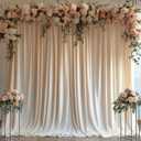 Champagne Backdrop Curtains for Wedding Parties, 10x10FT Wrinkle Free Photo Backdrop Curtains for Wedding Birthday Party Baby Shower, Fabric Drape with Rod Pockets 5ft x10ft, 2 Panels