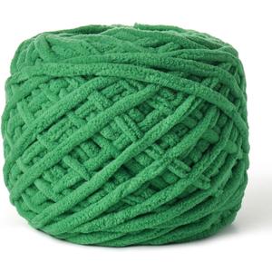 Fluffy Chenille Chunky Yarn for Crocheting 100g(65.6yd) - Baby Yarn for Crocheting Soft - Velvet Yarn for Crochet Blanket - Amigurumi Crochet Yarn (Green)