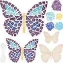WEBEEDY Make 2 Butterfly Glass Mosaic Kit - DIY Mosaic Kit for Adults, Include Glass Mosaic Tiles, Wooden Chips, Ribbon for Christmas Holiday Unique Decor Gift