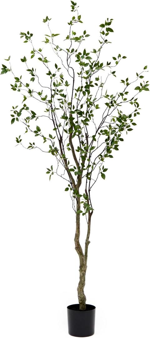 Nearly Natural 8ft Minimalist Artificial Citrus Tree, Faux Greenery for Indoor Living Room Home Decor