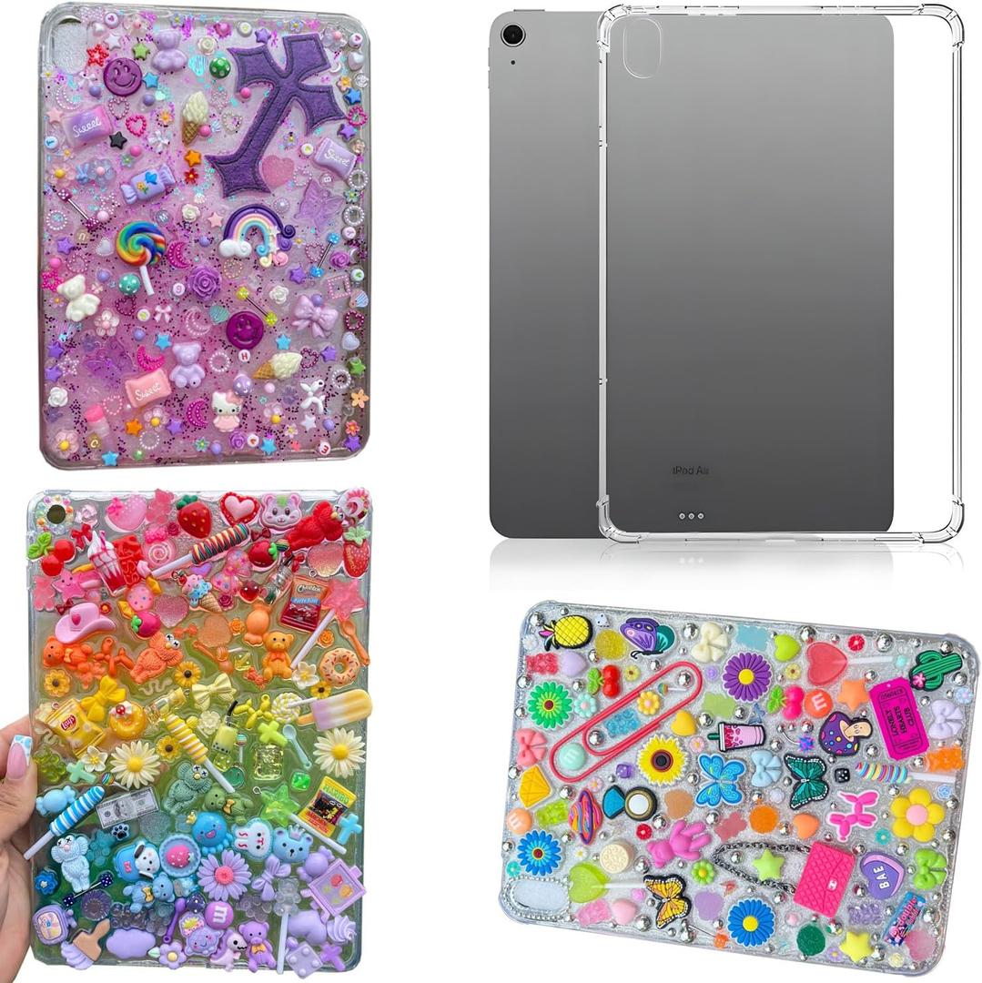 stino 5 Pack Junk Case for iPad 7th 8th 9th 10th 11th Gen Pro Air 4 5 6 7, DIY Decorative Clear Crystal Transparent Cases for Custom Design (for Ipad Air 4 5 6 7(10.9&11“))