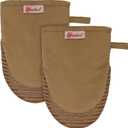 Mini Oven Mitts, Cook Mittens Yutat Silicone Oven Mitts with Quilted Liner Professionally Protect Your Hand During Baking Doing BBQ or Carry Hot Pot 1 Pair, Brown