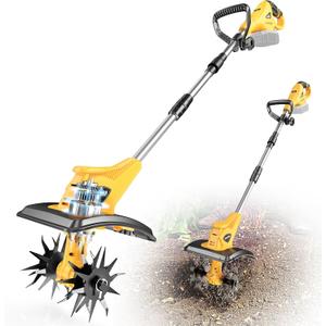 Cordless Tiller Cultivator Compatible with Dewalt 20V: MtiolHig Tiller for Gardening 360RPM Electric Garden Tiller, Brushless Rototiller 9" Width 6.3" Depth for Lawn/Soil Cultivation (No Battery)