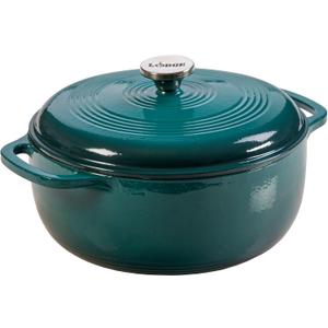 Lodge Essential Enamel Cast Iron Dutch Oven 6 Quarts - Perfect for Bread Baking, Braising, Marinating & Slow Cooking, Features Moisture-Sealing Lid & Dual Handles, Kitchen Essentials, Lagoon