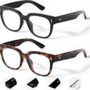 CGID Oversized Clear Lens Fake Glasses Women Men,100% UV400 Protection,Thick Big Square Frame Fashion Eyeglasses (Glossy Black & Amber Tortoise)