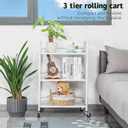 HDANI 3 Tier Rolling Cart Shelves,Heavy Duty Multifunctional Metal Frame-Supports 22 Lbs Per Tier,Rolling Cart with 2 Lockable Wheels for Home, Office,Kitchen,Bathroom,Bedroom,White, Small