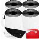 4 Pack Dust Protector Zipper, Black 7 Ft x 3 in Heavy Duty Dust Barrier Zipper with Plastic Sheeting Cutter, Double Sided Self-Adhesive Dust Proof Door Zippers for Indoor Outdoor Tent Tarp