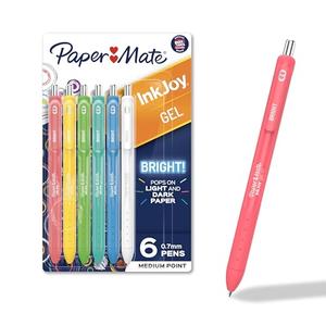 Paper Mate InkJoy Bright Gel Pens Medium Point (0.7mm) Retractable Assorted Opaque Ink 6-Pack Comfortable Grip Vivid Colors