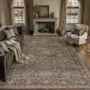 WondRg 8x10 Dark Brown Vintage Area Rug
