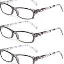 Kerecsen Reading Glasses 5 Pairs Fashion Ladies Readers Spring Hinge with Pattern Print Eyeglasses for Women (5 Grey, 4.5, x)