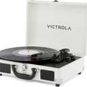 Victrola Journey II (2025 Model)  Bluetooth Suitcase Record Player  Built-in Stereo Speakers with Enhanced Bass, 3-Speed Turntable, Bluetooth Input and Output, RCA & Headphone Outputs (White)