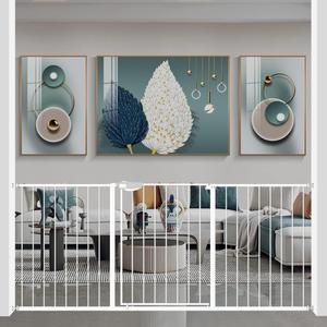 WAOWAO Triple Lock Baby Gate Extra Wide 67.32-72.04" Pressure Mounted Walk Through Swing Auto Close Safety White Metal Dog Pet Puppy Cat for Stairs,Doorways,Kitchen