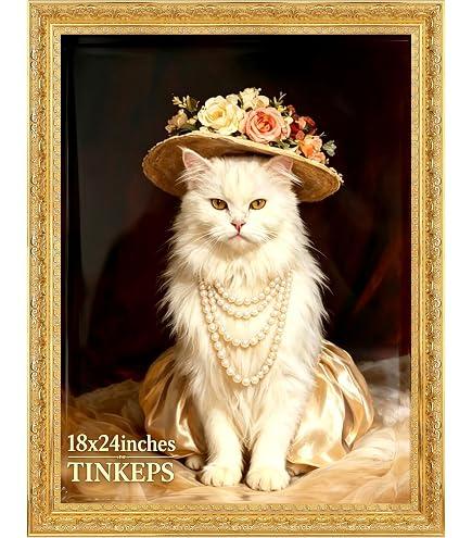 Picrit 18x24 Antique Gold Baroque Poster Frame, Tempered Glass, 1 Pack