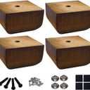 AORYVIC Sofa Legs Square Bed Feet 2 inch Wood Replacement Leg for Furniture Set of 4, Dark Brown