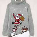 Pink Queen Women Ugly Sweater Dress Christmas Loose Turtleneck Snowman Reindeer Xmas Knitted Sweater Dresses Gray and White S
