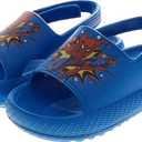Josmo Kids SpiderMan Slide Open Toe - Boys Superhero Sandals Slip On Slides Beach Pool Water Shoes - Spidey Blue (Size 7 Toddler)