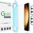 amFilm [2+2 Pack OneTouch Tempered Glass Screen Protector for Samsung Galaxy S23+/S23 Plus 6.6 Inch with Camera Lens Protector, 9H Hardness, Easy Installation and Bubble Free.