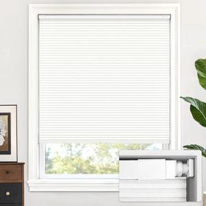 LazBlinds Cordless Cellular Shades, No Tools No Drill Light Filtering Honeycomb Shades Pleated Blinds for Windows, 21'' W x 48'' H, White