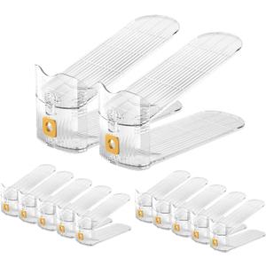 CiBiZi Clear Shoe Slots Organizers Shoes Stacker Organizer for Closet Shoe Stackers for a Pair of Shoes Shoe Display Shelf Organizador de Zapatos Shoe Rack Holders Space Saver Clear 12PACK
