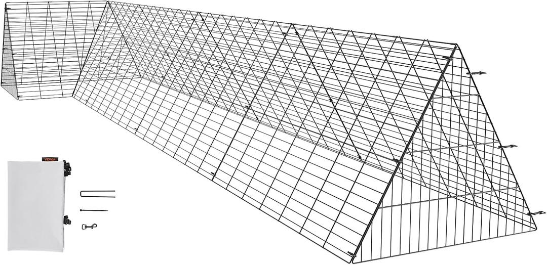 VEVOR Chicken Tunnels for Yard, Metal Poultry Playpen for Outside with Waterproof Cover & Corner Frames, 157.5 x 39.4 x 24.2 inch(LxWxH), Also Widely Used for Ducks, Rabbits, Geese Coop