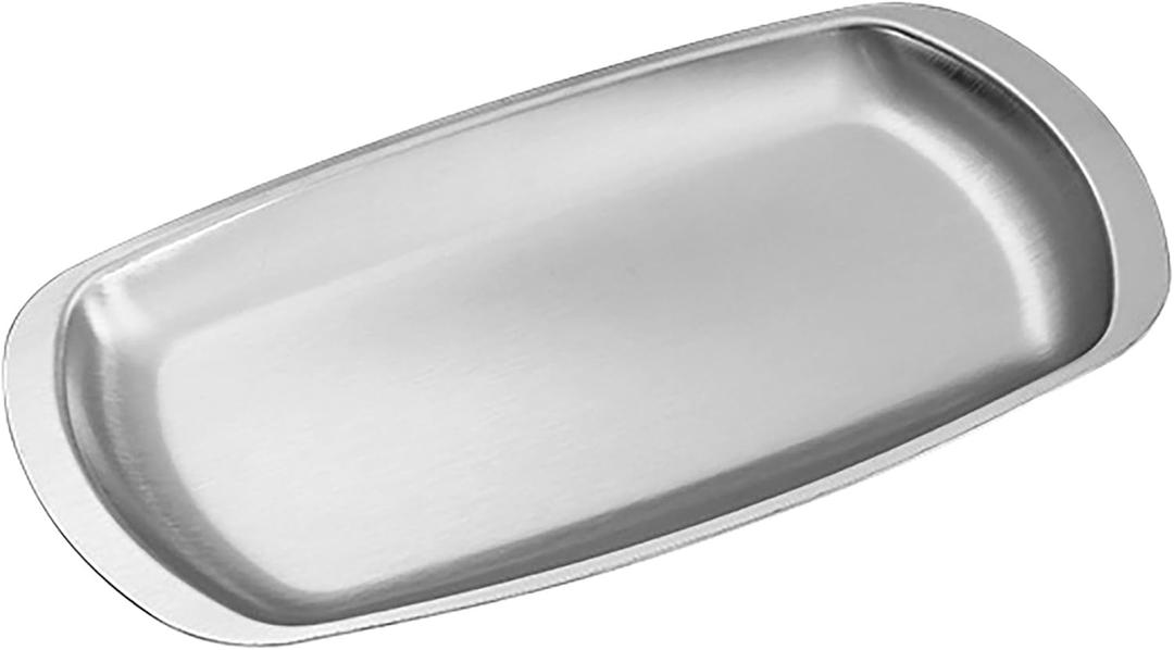 Thickened Serving Tray, 7.5 Inch x 4.1 Inch Strainless Steel Trinket Tray, for Serving Fruit, Cake, Barbecue, Cosmetics Jewelry, Grilled Meat, and Snack at Home, Party and Outdoors (Small)