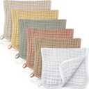 Irenare 6 Pack Muslin Burp Cloths Cotton Baby Burping Rags Large 20 x 10 Inch 6 Layers Spit up Rags Soft Absorbent Multicolor Wash Cloths Diapers for Newborn Baby Girl Boy (Light Color)