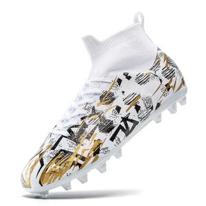 PMKZSES Unisex Adult Soccer Cleats High-Top Soccer Shoes for Outdoor Training Matches Football Cleats for Youth White, 10 Women/8.5 Men