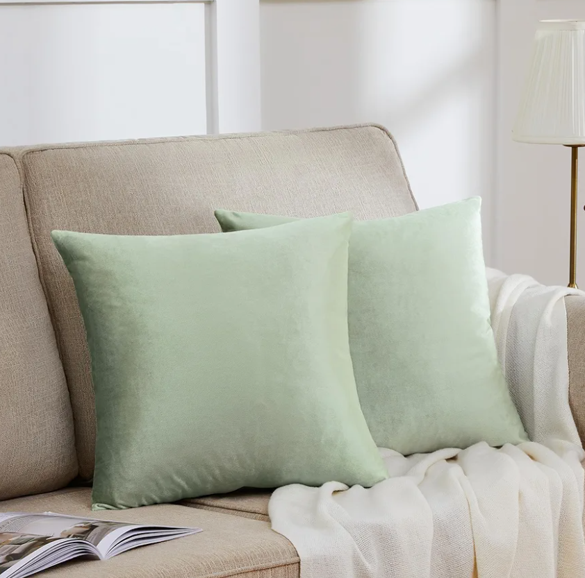 17x17 Pillow Covers Set of 2 Velvet Throw Pillows Decorative Sage Green Covers for Couch Sofa Bedroom Pillow Case