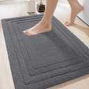 DEXI Bathroom Rug Mat 24x16, Ultra Soft Absorbent Bath Mats for Bathroom, Shower Floor Bathmat Non Slip, Washable Bath Rugs Carpet for Tub, Sink, Dark Grey