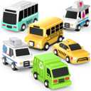 Tub Works Vehicles Bath Cars Mold Free Bath Toys, 6 Pack | Sealed, No Hole Bath Toys Design Keeps Moisture Out | Soft, Squeezable & Float on Water | Fun Baby & Toddler Bath Toys | City Car Bath Toys