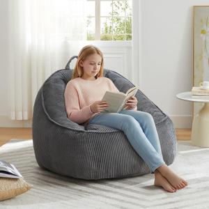 HUGHEAVEN Large Bean Bag Chairs for Kids,Bean Bag Chairs for Kids 8-12,Comfy Bean Bag Sofa with Back Support,Big Bean Bag Couch & Chair for Bedroom, Floor Sofa for Relaxing and Reading,Grey