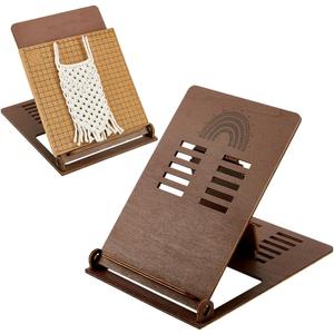 PH PandaHall Desk Macrame Stand Wooden Macrame Kit Foldable Holder Adjustable Stand Portable Rack for Knnitting Room Beading DIY Handicrafts 10.8x8.8.5 Inch, Brown