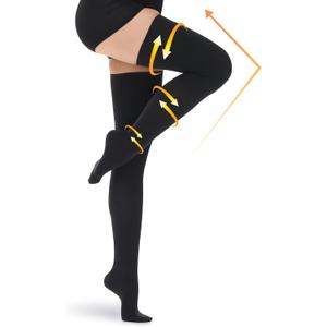 Beister 15-20 mmHg Medical Compression Stockings with Dot Silicone Band, Closed Toe Thigh High Graduated Compression Socks for Women Men, Circulation Support Pressure Stockings for Varicose Veins, DVT (Black), L