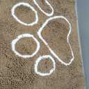 OLANLY Dog Door Mat for Muddy Paws 47x32, Paw Print Design, Absorbs Moisture and Dirt, Absorbent Non-Slip Washable Doormat, Quick Dry Chenille Mud Mat for Dogs, Entry Indoor Entryway Carpet, Beige