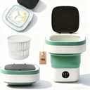 Mini Portable Foldable Washer - 16L Portable Washing Machine, Spin dryer, Small Folding Washing Machine 3 Cleaning Modes for Baby Clothes/Intimate Apparel, for Travel, Home (Green)