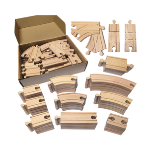 MUYUTOY Wooden Train Track 44Pcs, Wood Train Tracks Expansion Accessories Expansion Pack fits Melissa and Doug, Brio, Thomas, Montessori Toys, Birthday Gift for Boys Girls Toddler Kids