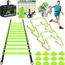 Agility Ladder, Agility Speed Training Equipment Set, 20ft Speed Ladder, 12 Soccer Cones, 4 Hurdles, Jump Rope, Running Parachute, Soccer Football Basketball Training Equipment Accessories