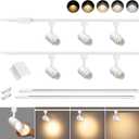 5 Color Zoomable LED Lighting Kit with 6.6FT H Track & Canopy Connector, Modern Kitchen Track Lighting Fixtures, 12W Spotlights White