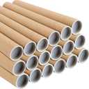 FUNSUEI 18 PCS 2 x 16 Inch Brown Kraft Mailing Tubes with Caps, Cardboard Mailing Tubes for Shipping, Storing, Mailing, Blueprints, Posters