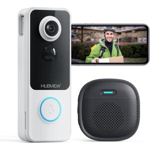 MUBVIEW Wireless Video Doorbell with Chime, 1080p, 2-Way Talk, Night Vision, Human Detection, Card/Cloud Storage - No Subscription