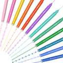 AECHY 12Pcs Dual Tip Markers Pens for Note Taking, Curve Highlighter with 10 Different Curv Shapes & 12 Colors Fine Lines, Colored Curve Pen for Students, Planners, Teachers, Scrapbook Supplies