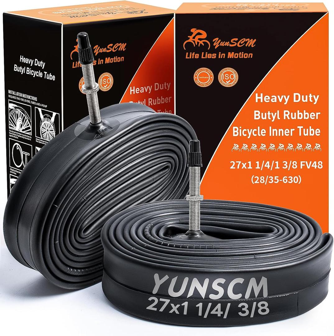 2-Pcs 27" Heavy Duty Bike Tubes 27x1 1/4-1 3/8 FV48MM Presta Valve 28/35-630 Inner Tube 27" Bicycle Tubes Compatible with 27x1  27 x 1.25 27 x 1-1/4 27x1-1 3/8 Bike Tire Tubes