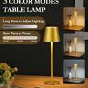 2Pack Cordless Table Lamp, 5200mAh IP54 Waterproof Rechargeable Battery Desk Lamp, 3 Color Stepless Dimmable Touch Lamp, Battery Operated Lamp for Kitchen/Bedside/Outdoor/Restaurant (Gold)