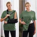 Deyeek Men's Post Shoulder Surgery Shirts Recovery Tear Away Short Sleeve Full Open Side Snap Adaptive Chemo Clothing, Size L