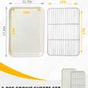 2-Pack 12x17 Half Sheet Pan Baking Sheet Set with Wire Rack - Nonstick 0.8mm Thick Carbon Steel, Cookie Sheets for Baking, Dishwasher Safe, Warp Resistant, Oven Safe 450F, Salted Gray