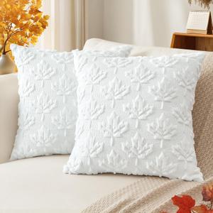 Artscope Maple Leaf Fall Pillow Covers 18 x 18 Set of 2 Decorative Autumn Harvest Holiday Throw Pillow Cases Soft Plush Faux Fur Couch Cushion Case for Farmhouse Sofa Bed Room Home Decor-White Artscope Maple Leaf Fall Pillow Covers 18 x 18 Set of 2 Decorative Autumn Harvest Holiday Throw Pillow Cases Soft Plush Faux Fur Couch Cushion Case for Farmhouse Sofa Bed Room Home Decor-White